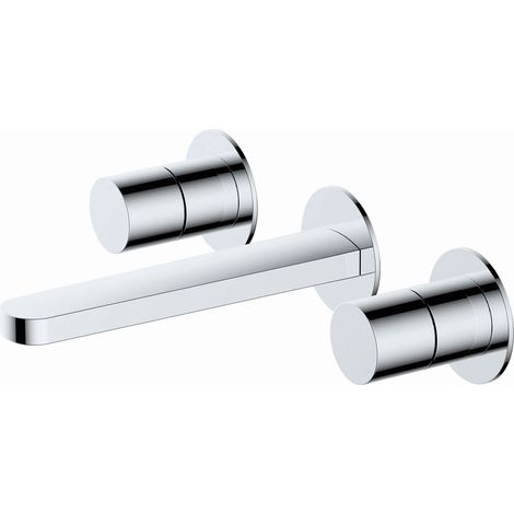 RAK Petit Round Chrome Wall Mounted 3 Tap Hole Basin Mixer Tap - RAKPER3010C (1/2)