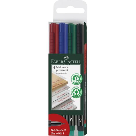Faber-Castell 152304 marcatore permanente Nero, Blu, Verde, Rosso 4 pz (1/4)
