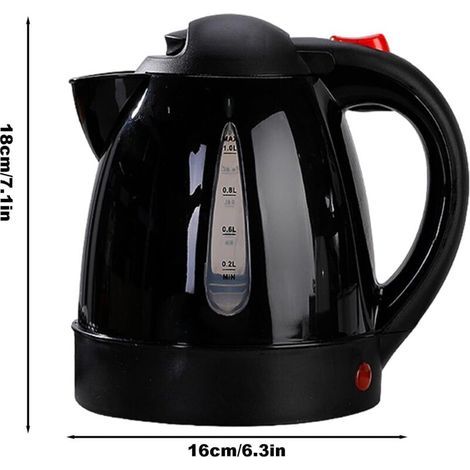 Bouilloire électrique 12 V 1000 ml, bouilloire de voyage à chauffage rapide, chauffe-eau en acier inoxydable pour voiture, noire (1/4)