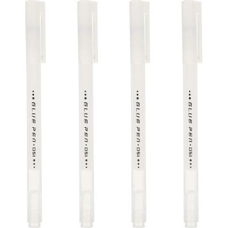 Lot de 4 stylos à colle en forme de stylo, bâton de colle à séchage rapide et haute viscosité, fournitures scolaires créatives-14.5X1.7X0.8CM-White (1/3)