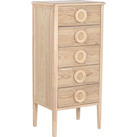 Chiffonnier romantique naturel en bois mdf style vintage élégant - bois naturel clair chaleureux (1/5)