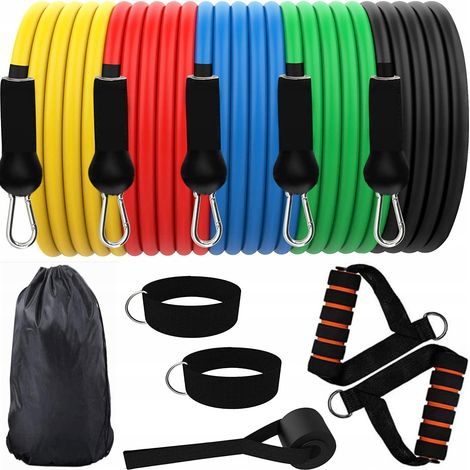 Set mit 5 Widerstandsbändern für Trainingsübungen