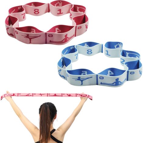 Sangle d'étirement élastique pour yoga avec boucles, sangles extensibles pour thérapie physique, Pilates, bandes élastiques d'exercice, sangles d'étirement des jambes, bandes de résistance (1/5)
