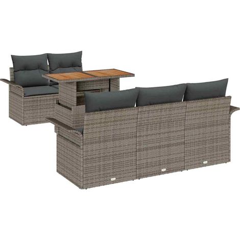 Garden Sofa Set with Storage 6 pcs Grey Poly rattan vidaXL