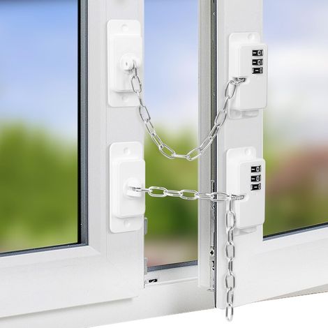 A set of two adjustable window limiters, refrigerator locks with child locks, suitable for doors/freezers/cabinets/closets.