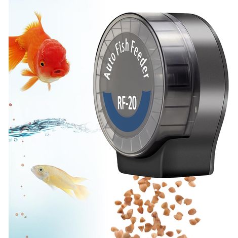 Distributeur Nourriture Poisson Automatique, Distributeur Poisson Nourriture avec Minuterie, 108ml Réglable pour Poudre, Granulés Et Pellets, Fonctionne sur Piles (1/5)