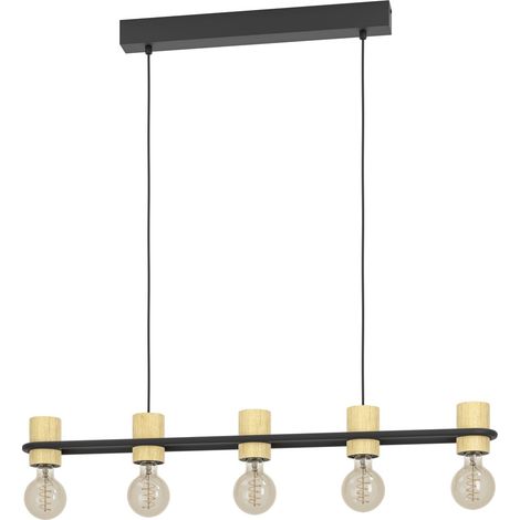 Lampe suspendue Chieveley avec aspect bois - 5x E27 - 43541