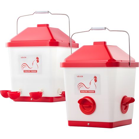 VEVOR Set di Mangiatoia e Abbeveratoio Automatici per Polli, 19 L e 18,14 kg, Mangiatoia per Pollame Sospesa Antipioggia con Bicchiere per lAcqua, Senza Sprechi, Adatta per Polli, Anatre, Tacchini
