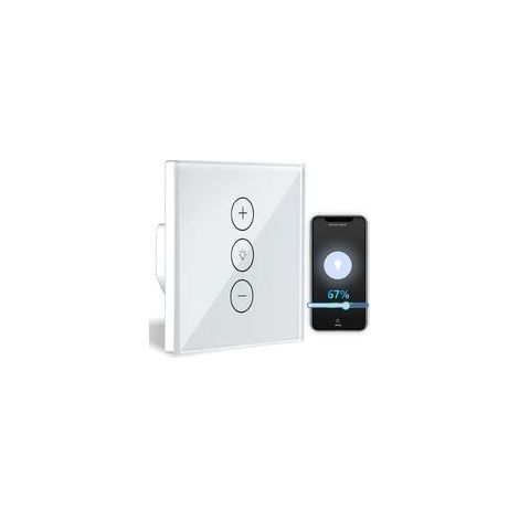 Interrupteur variateur, variateur de lumière WiFi à Fonction de pourcentage avec Fonction de synchronisation, contrôle de l'application vocale WLAN variateur d'éclairage encastré (1/4)