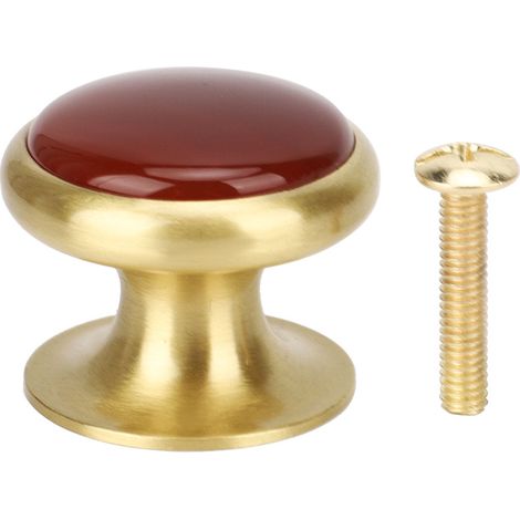 Bouton De Placard En Laiton Massif - Trou Unique 35x28mm - Poignée Rouge Agate Pour Meubles - Lot De 1 (1/5)