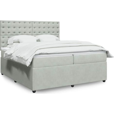 Boxspringbett mit Matratze Hellgrau 200x200 cm Samt (1/5)
