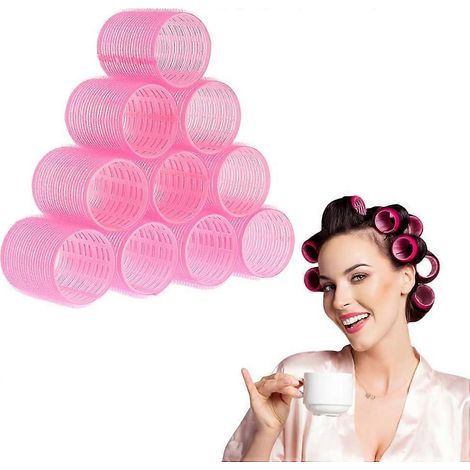 Rouleaux à cheveux auto-agrippants, lot de 10 bigoudis pour coiffure professionnelle (1/5)