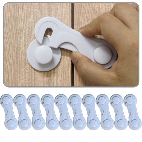 10 serrature di sicurezza adesive per porte, armadi e cassetti, serrature di sicurezza in plastica per la sicurezza domestica, facili da installare