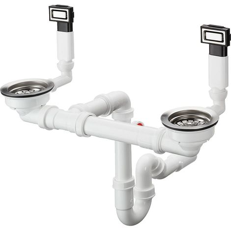 Hansgrohe - Ab- und Überlaufgarnitur für Doppelbecken, Edelstahl 43922800 (1/2)