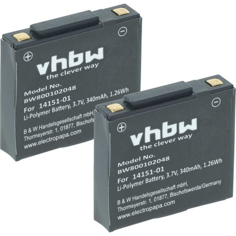 vhbw 2x Akku kompatibel mit GN Netcom Jabra GN9125 Flex GN9125 Micro, GN9125 Mini Wireless Headset Kopfhörer (340 mAh, 3,7 V, Li-Polymer) (1/4)
