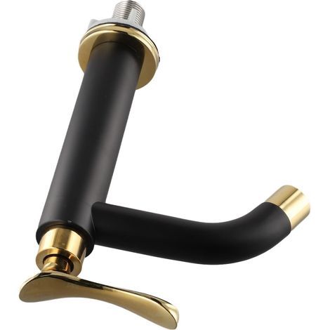 Robinet simple pour lavabo/armoire de salle de bain en acier inoxydable 304, noir et or, avec poignée pour lavabo (court) (1/4)