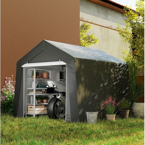 Tienda carport de almacenamiento 3 x 3 m impermeable de acero galvanizado gris oscuro (1/5)