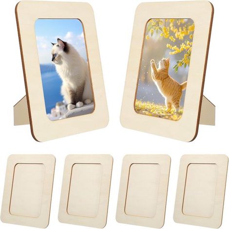6 Bilderrahmen (4 x 6 Zoll), rechteckige Postkartenrahmen aus Holz, bemalbarer Rahmen für Bastelprojekte (1/5)