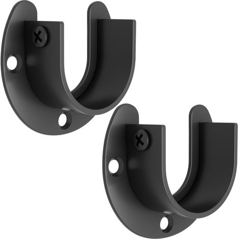 Support Tringle Rideaux Support Barre Penderie en Acier Inoxydable, Réglable Fixation Attache Tringle Rideau Dressing pour Tige de 30 à 35MM de Diamètre, 2 Pcs Noir Mat (1/5)