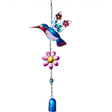 Guirlande Décorative En Verre Et Métal - Colibri Fleur Clochette Suspendue - Idéale Pour Fenêtre Balcon Arbre De Noël - Lot De 1 (1/5)