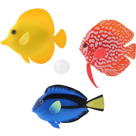 Poisson Artificiel Flottant 3 Pièces Poisson Artificiel Aquarium Poisson Lumineux Faux Poisson Simulation Poisson Aquarium Décoratif pour Aquarium, Paysage Aquarium, Rouge, Bleu, Jaune (1/4)