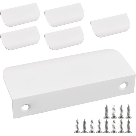 6 Pièces 80mm Poignee de Meuble Invisible Cuisine Blanc avec 12 Vis (1/5)