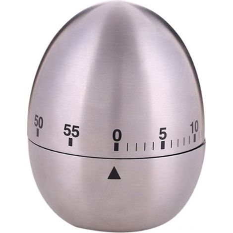 Minuterie Cuisine - Minuterie Mécanique En Acier Inoxydable Forme Œuf - Plage 0-60 Minutes - Pour Cuisson Oeufs Sport Et Études - 1 Pièce (1/5)