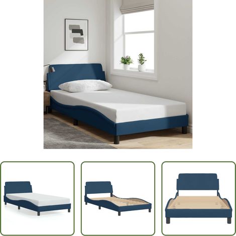 Kopfteil - Bettgestell mit Kopfteil "Dover" Blau 100x200 cm Stoff (1/5)
