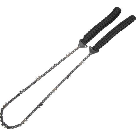 Scie à chaîne 11 dents, outil de survie en extérieur avec fil d'acier inoxydable, scie à chaîne de poche et cordelette en paracorde, outil d'urgence noir (1/5)