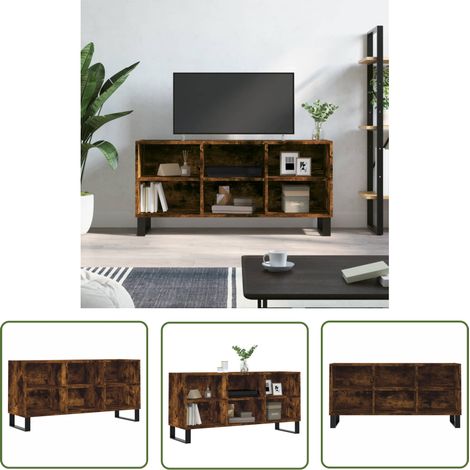The Living Store TV-Schrank Räuchereiche 103,5x30x50 cm Holzwerkstoff - TV Schrank - Fernsehtisch - Regal - Wohnzimmer Dekoration - Holzmöbel (1/5)