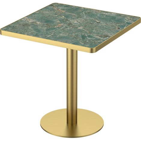 Table à manger ronde tulipe 70 cm, plateau pierre sinterée aspect marbre, pieds inox doré, antirayures, étanche (1/5)