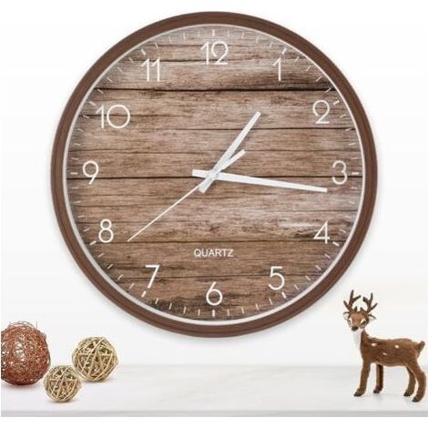 Horloge Murale Vintage Couleur Bois, Horloge à quartz silencieuse à piles avec Joli design, Pour Decoration Murale Salon Maison Cuisine Chambre Bureau école (1/5)