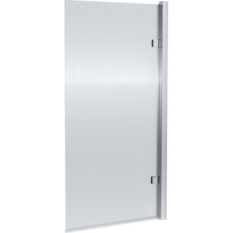 Contemporary 8mm Toughened Safety Glass Square Hinged Fluted Bath Screen - 1520 x 830 x 24mm - Chrome (1/2)