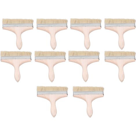 Lot de 10 brosses en laine artificielle de 16,5 cm avec manche ergonomique en bois, multi-usages pour le nettoyage des taches de peinture (1/5)