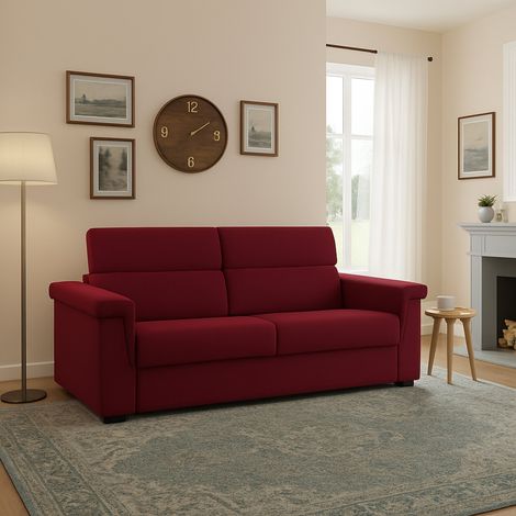 2-Sitzer Schlafsofa Tenna, abnehmbar, mit Stauraum, Made in Italy, klappbar, 185x95 cm rot (1/5)