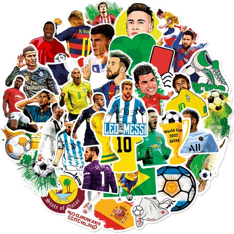 Lot de 50 autocollants graffitis représentant des étoiles de football pour ordinateur portable, skateboard (1/5)