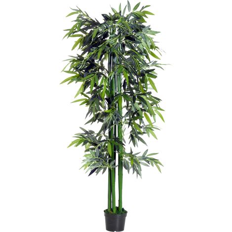 Outsunny XXL Künstlicher Baum 1,80 m, synthetischer Bambus, dichtes, realistisches Laub, schwarzer Topf inklusive, grün