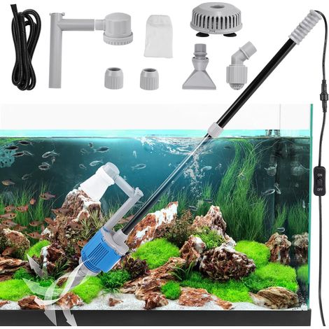 Kit 6 in 1 per la pulizia della ghiaia dell'acquario, aspiratore elettrico per acquario, cambia acqua, lava sabbia per acquari, rimozione di alghe e ghiaia. (1/5)