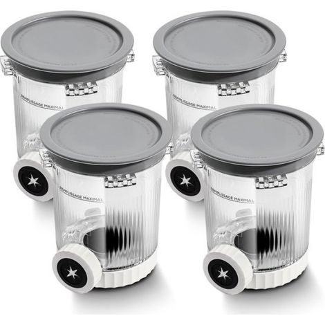 Set mit 4 Eiscremebehältern inklusive Deckel. Kompatibel mit den Eismaschinen Ninja Swirl NC700 und NC701. Spülmaschinenfest. (1/5)