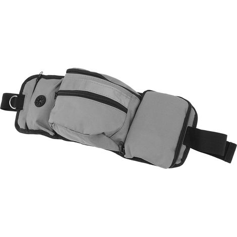 Sacoche de ceinture pour l'entraînement des animaux de compagnie, en polyester, avec plusieurs poches et sac à friandises amovible, pour l'extérieur (gris). (1/5)