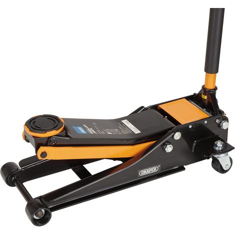 Draper 3-Tonne Orange Trolley Jack with 75-505mm Lift Range, 738mm Chassis Length, Model 28494 (1/3)