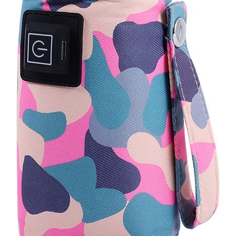 USB-Babyflaschenwärmer mit drei Temperaturstufen, Klettverschluss, tragbarer Milchflaschenwärmer, Tarnmuster Rosa (1/5)