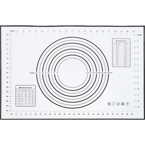60x40cm Tapis de pétrissage en silicone noir avec balance, outil de cuisson et pâtisserie
