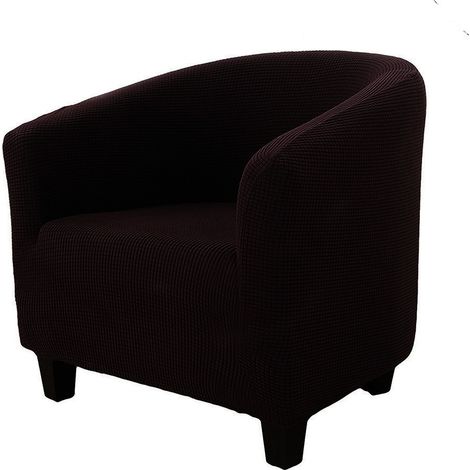 Housse de Fauteuil Chesterfield Jacquard Couleur Unie 1 Place Extensible Noir (1/4)