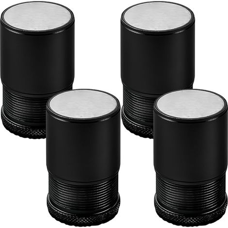 Lot de 4 Rehausseur de Meubles Réglable Métal, Rehausseur Pieds de Lit, Pieds de meubles pour Chaise, Table, Canapé, Caisson, Armoire de salle de bain, Noir, hauteur de 4.7cm-8cm, diamètre 40mm (1/5)