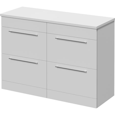 Napoli 460 Gloss White 1200mm 4 Drawer Vanity Unit for Countertop Basins - 1200mm - Chrome 320mm Handle