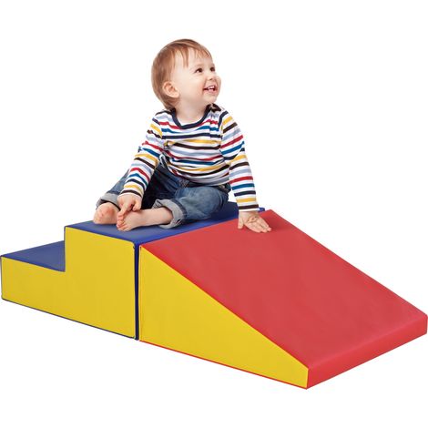 Parcours motricité bébé jouets escalade modulable 2 briques géantes mousse 50x50x25 cm multicolore HaChi (1/5)