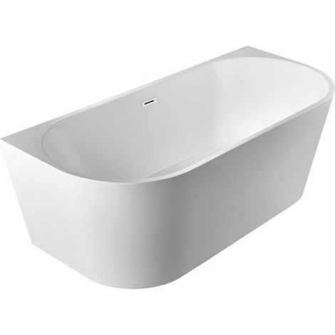 Balneo Baignoire semi-îlot Murale 160x75cm, accessoires inox, Acrylique thermoformé 3.5mm, avec pieds réglables, VIVA (1/5)
