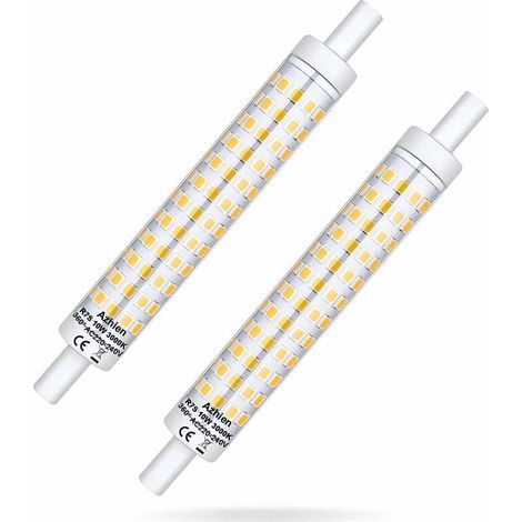R7S LED 118 mm à intensité variable 10 W, ampoule R7S 118 mm blanc chaud 3000 K, 360 degrés, douille linéaire, sans scintillement, lot de 2 [Classe énergétique A++] (1/5)