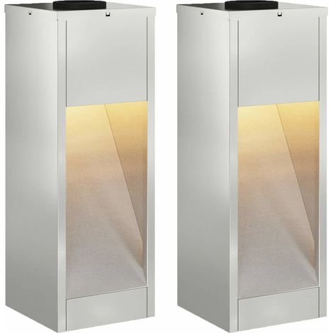 Set di 2 lampade da terra solari dal design minimalista per esterni 18 x 18 x 50 cm in acciaio argentato 020052529